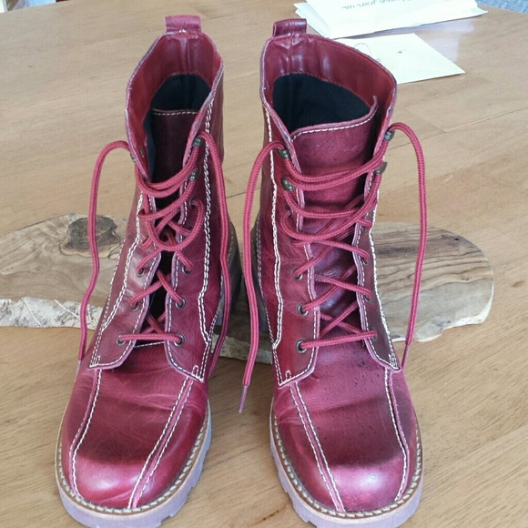 Mango Shoes - MANGO Barn Red Distressed Leather Boots